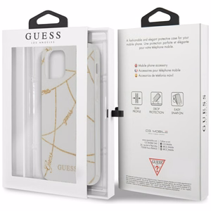 Guess Gold Chain Collection dėklas telefonui iPhone 12 Pro Max 6.7" - balta