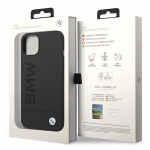 Dėklas BMW BMHMP14MSLBLBK iPhone 14 Plus 6.7 "juodas / juoda kietas dėklas Silikoninis Parašo Logotipas Magnetinis