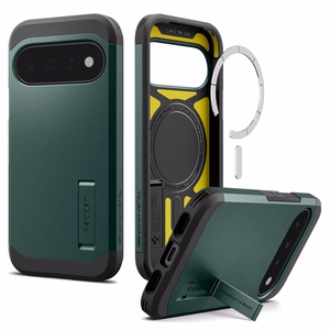 Spigen Tough Armor Mag MagSafe dėklas, skirtas Google Pixel 11, tamsiai žalias
