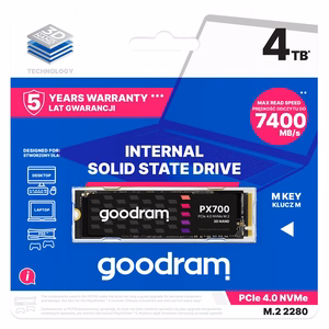 Goodram PX700 SSD SSDPR-PX700-04T-80 vidinis kietasis diskas 4 TB M.2 PCI Express 4.0 NVMe 3D NAND