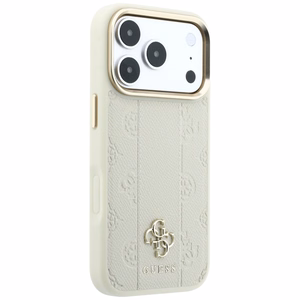 Guess Stripe Peony 4G Logo MagSafe dėklas, skirtas iPhone 18 Pro / 17 Pro – spalva: smėlio