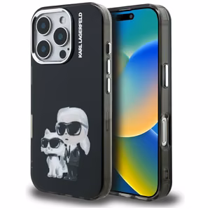 Karl Lagerfeld IML Aquarelle Karl & Choupette & Logo deklas iPhone 16 Pro Max - juodas