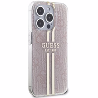 Guess IML 4G Gold Stripe dėklas telefonui iPhone 15 Pro - rožinis