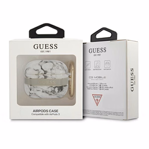 Guess GUA3HCHMAG AirPods 3 dėklas pilkas/pilkas Marmuro Dirželių kolekcija