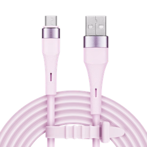 Kruger&Matz Basic USB–microUSB silikoninis kabelis, 1 m, rožinis
