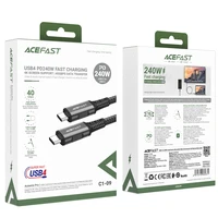 Acefast C1-09 USB-C / USB-C USB4 PD3.1 kabelis 5A 1m - pilkai juodas