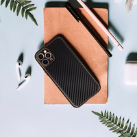 TEL PROTECT Leather Carbon dėklas telefonui Iphone 11 juodas