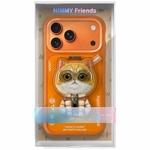 Nimmy Cool&Cute 2.0 Cat deklas iPhone 17 Pro Max su magnetiniu laikikliu - oranzinis