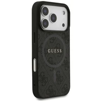 Guess 4G žiedinis klasikinio logotipo magnetinis dėklas telefonui iPhone 17 Pro - juodas