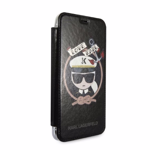 Karl Lagerfeld Signature Glitter Dėklas telefonui iPhone X/Xs - juodas
