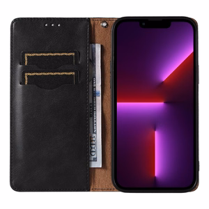 Magnetinis dirželio dėklas telefonui iPhone 13 Pro Max su pinigine ir mini pakabuku - juodas