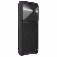 Nillkin CamShield Leather S dėklas telefonui Samsung Galaxy S23+ su kameros dangteliu juodas