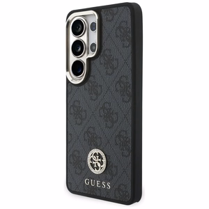Guess 4G Big Rhinestone Triangle Strap MagSafe dėklas + dirželis Samsung Galaxy S26 Ultra juodas