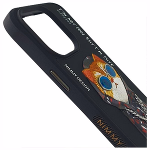 Nimmy Glasses Cool Katės dėklas iPhone 15 Pro – juodas