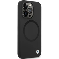 BMW BMHMP14XSILBK2 dėklas iPhone 14 Pro Max 6.7" - juodas Signature Liquid Silicone MagSafe