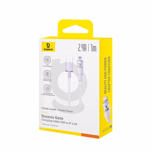 Baseus Gem USB-A į Lightning 2.4A greito įkrovimo laidas 1 m, violetinis