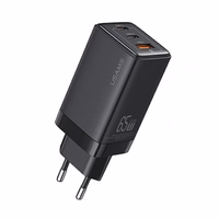 USAMS Tinklo įkroviklis 2xUSB-C+1xUSB 65W (tik galvutė) GaN PD3.0 +QC3.0 Fast Charging juodas Sandru Series CC180TC01 (US-CC180)