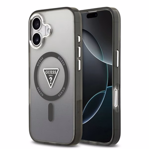GUESS dėklas telefonui IPHONE 17, suderinamas su MagSafe GUHMP17SHGTMLCGK (IML gradientas su trikampiu logotipu) juodas