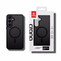 Crong Hybrid Matte Magnetic - MagSafe dėklas Samsung Galaxy S25 FE (juodas)
