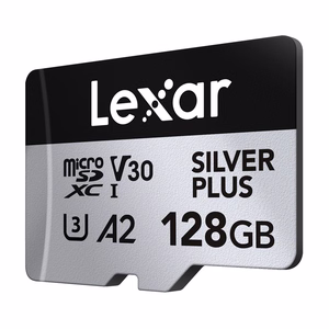 „Lexar High-Performance Silver Plus“ microSDXC atminties kortelė, 128 GB + adapteris