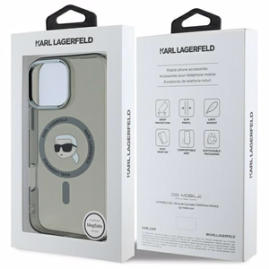 Karl Lagerfeld IML Metalinis Karl Head Magnetinis dėklas telefonui iPhone 16 Pro - juodas