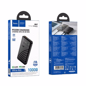 Išorinis akumuliatorius Hoco Q42, 10000 mAh, QC PD, 30 W, 3 A, juodas