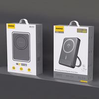 Dudao K28 10000mAh PD 22.5W Magnetinė išorinė baterija su metaliniu dėklu ir žiedo stovu - pilka