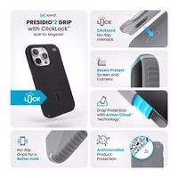 Speck Presidio2 Grip ClickLock & MagSafe - iPhone 16 Pro dėklas (juodas / Slate pilkas / baltas)