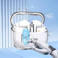 Tech-Protect FlexAir dėklas su karabinu, skirtas Samsung Galaxy Buds 3 / 3 Pro – skaidrus