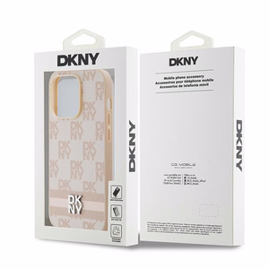 DKNY odinis languotas mono raštas ir spausdintos juostelės dėklas iPhone 14 Pro - rožinis
