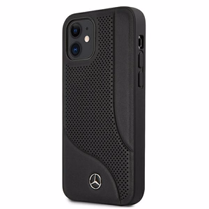 Mercedes Odinis perforuotos srities dėklas iPhone 12 mini - juodas