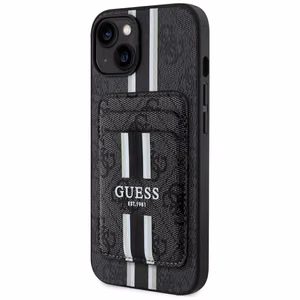 Guess 4G Stripes dėklas su Magnetinė pinigine iPhone 15 - juodas
