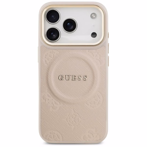 Guess Peony Hot Stamp Magnetinis dėklas telefonui iPhone 17 Pro - rožinė