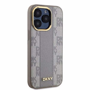 DKNY Odinis languotas mono raštas Magnetinis dėklas telefonui iPhone 15 Pro - smėlio spalvos