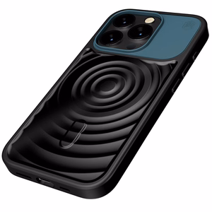 STM Reawaken Ripple MagSafe dėklas, skirtas iPhone 15 Pro Max, juodas ir Atlanto mėlynas