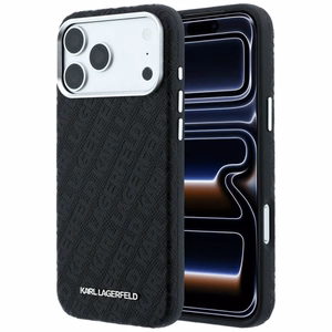 Dėklas Karl Lagerfeld PU Grained Allover Semi Wrap MagSafe Apple iPhone 18 Pro Max juodas