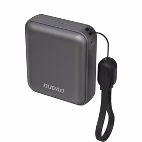 Dudao K22+ Itin kompaktiška išorinė baterija 10000mAh 22.5W USB-C su pakabuku/kabeliu - pilka
