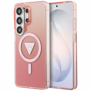 GUESS dėklas for SAMSUNG S26 Ultra GUHMS26LHGTMLCGP (Magnetic IML Gradient Triangle) rožinis