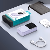 Joyroom JR-PBC06 mini išorinė baterija su įmontuotais USB-C / Lightning kabeliais 30W 10000mAh - violetinė