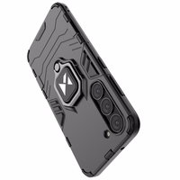 Wozinsky Ring Armor dėklas telefonui Samsung Galaxy S23 šarvuotas dėklas su magnetiniu laikikliu ir žiedu juodas