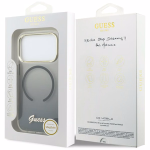 GUESS dėklas for IPHONE 17 Pro suderinamas su MagSafe GUHMP17L5HTGMCSK (IML Gradient Script Metal) juodas