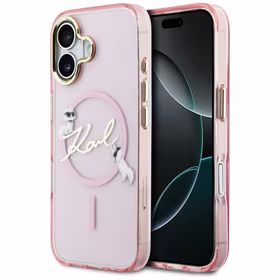 Karl Lagerfeld IML Choupettes Karl Script Logo MagSafe iPhone 17 Dėklas - rožinis