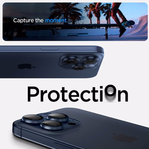 Spigen Optik.tR EZ Fit kameros apsauga iPhone 14 Pro / Pro Max / 15 Pro / Pro Max – titano mėlyna, 2 vnt.