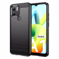 Carbon Case dėklas Xiaomi Redmi A1+ lankstus silikoninis anglies dangtelis juodas