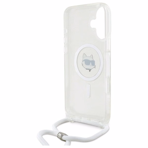 Karl Lagerfeld IML Choupette galvos ir virvelės MagSafe iPhone 16 dėklas – skaidrus