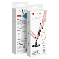 FORCELL F-DESIGN S10X165 kryžminė telefono virvelė su reguliuojamu ilgiu (maks. 82,5cm kilpoje) rožinė balta