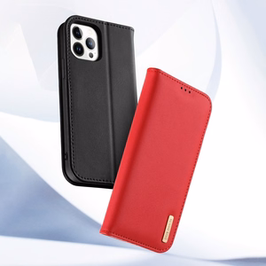 Dux Ducis Hivo odinis atverčiamas dėklas tikros odos piniginė kortelėms ir dokumentams iPhone 14 Pro Max ruda