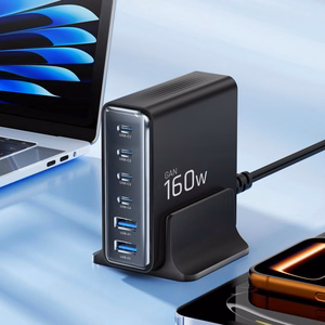"Tech-Protect DC160W-GAN" 6 prievadų 160 W sieninis įkroviklis - juodas