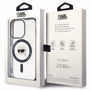 Karl Lagerfeld KLHMP15XHKHNOTK iPhone 15 Pro Max 6.7" skaidrus kietas dėklas IML Karl's Head MagSafe
