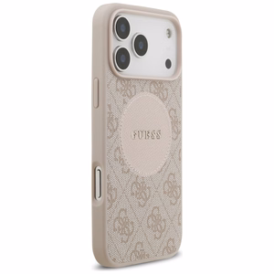 GUESS dėklas telefonui IPHONE 17 Pro Max, suderinamas su MagSafe GUHMP17XP4PGRSGP (PU 4G apskritimas su klasikiniu logotipu) rožinis
